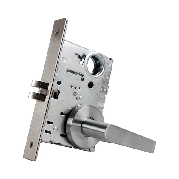 Passage Mortise Lock, Dane Lever, Gala Rose, Satin Stainless Steel